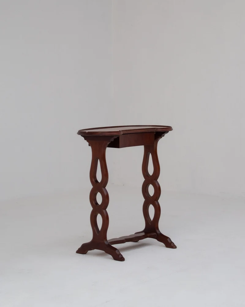Michel Briard Sculptural Mahogany Side Table with Drawer