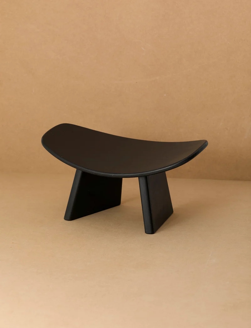Alain Gaubert meditation stool in black solid beech, France c. 1980