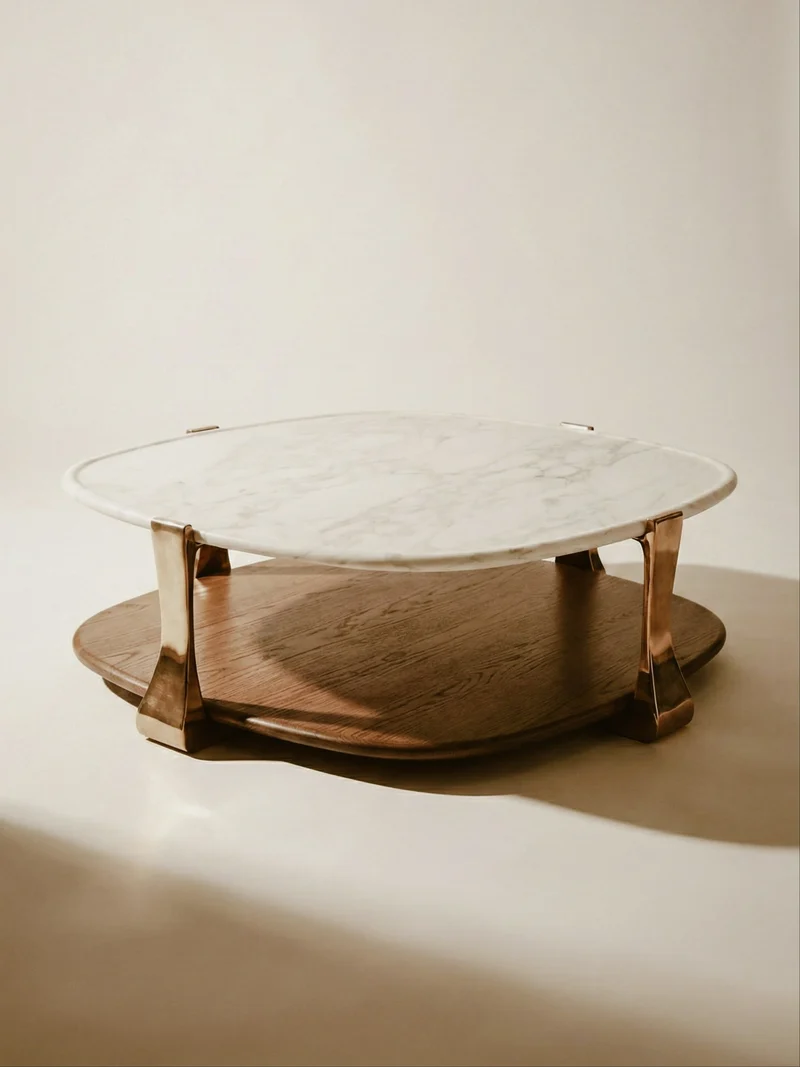 Corbel Coffee Table in Marble and Bronze
