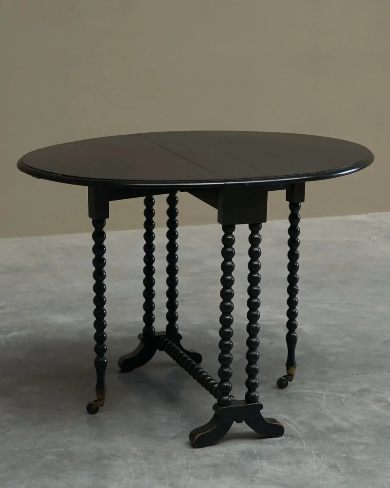 Beautiful Ebonized Bobbin Turned Baby Sutherland Table England Late 19th Century