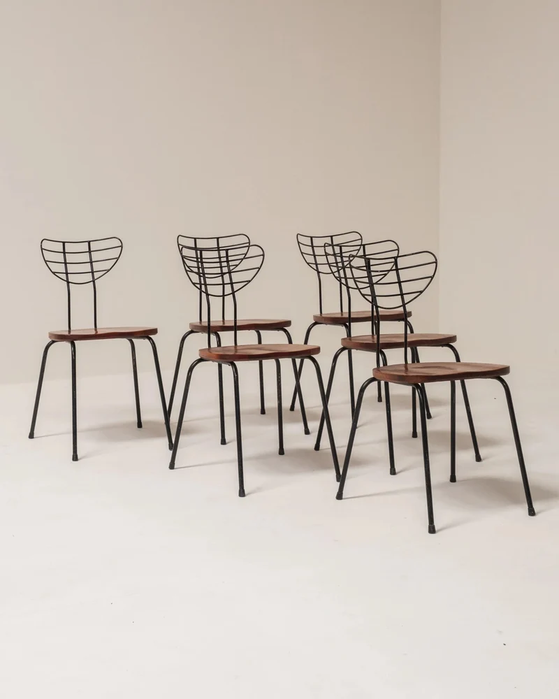 Set of 6 ‘Radar’ Dining Chairs Attributed to Willy Van Der Meeren for Imexcotra, Belgium