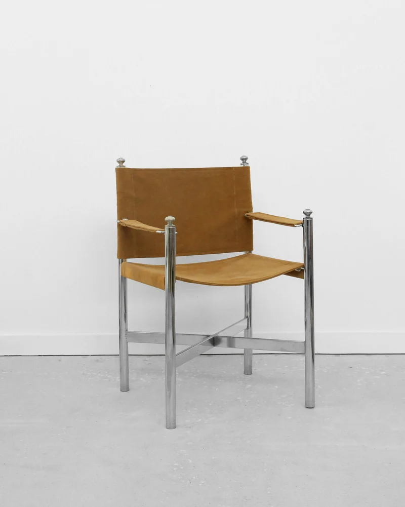 Chrome and Corduroy Arm Chair