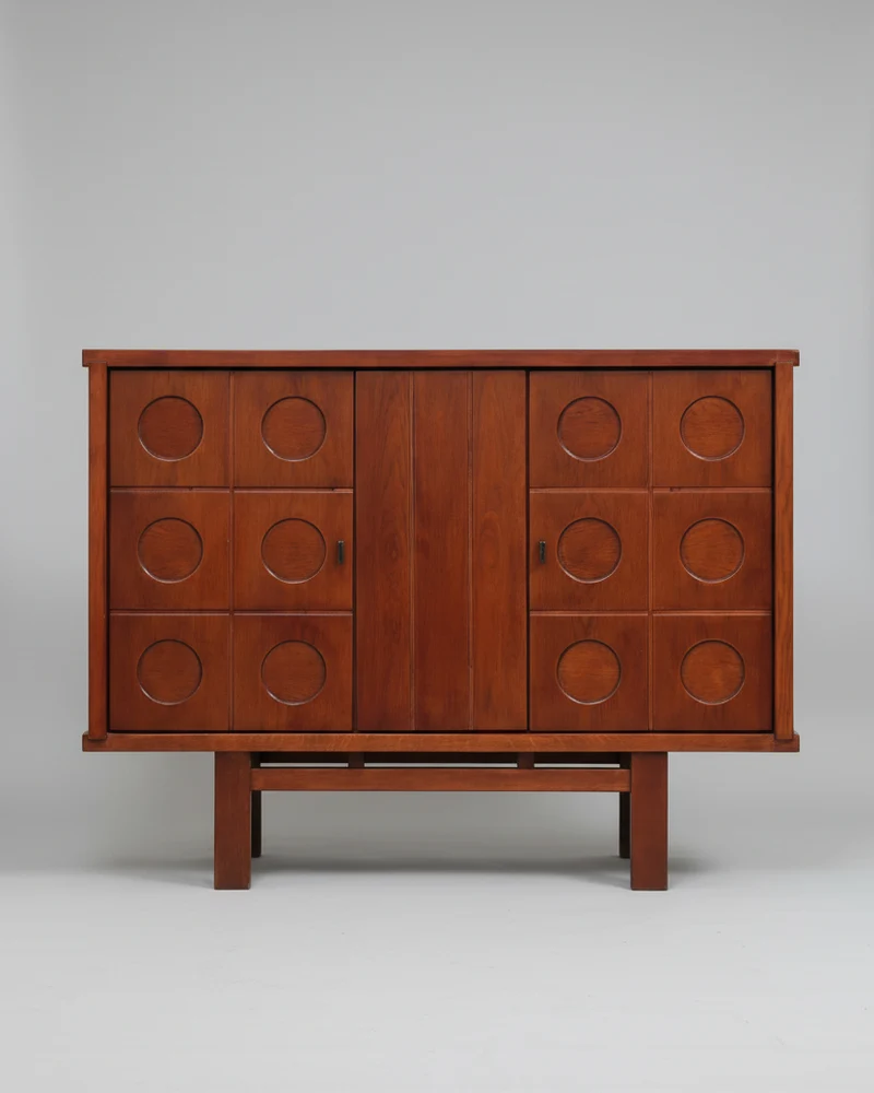 Brutalist Oak Bar Cabinet