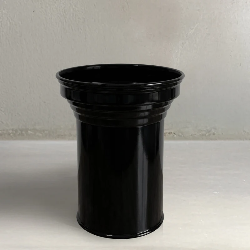 Small Glossy Black Metal Side Table in Aluminium