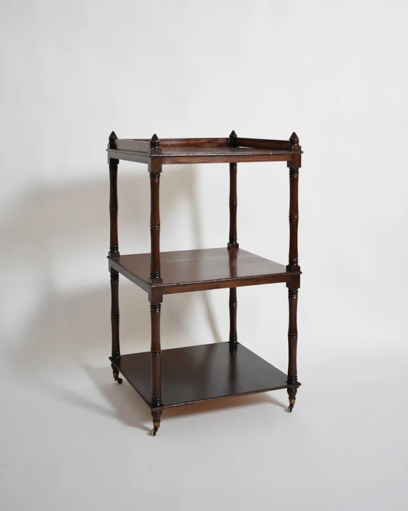 Faux bamboo bookshelves pedestal table, 1960s