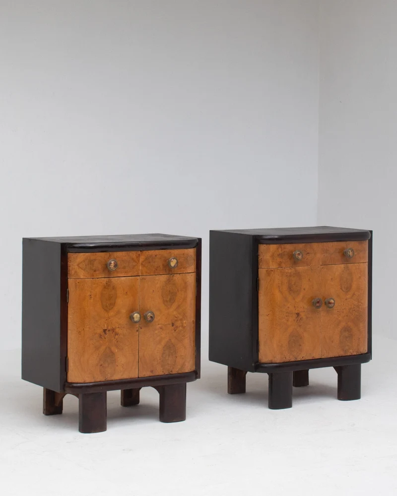 Pair of Italian Art Deco Bedside Cabinets