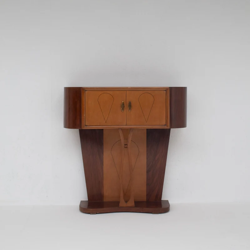 Art Deco Walnut Console with Inlay Details
