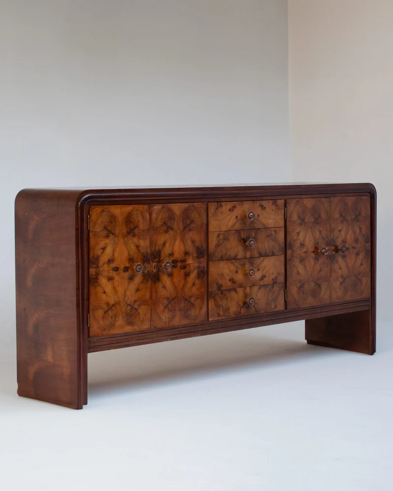 Art Deco Sideboard with Sculptural Veneer Pattern