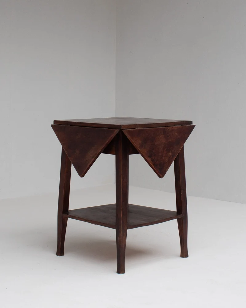 Art Deco Folding Side Table in Solid Wood