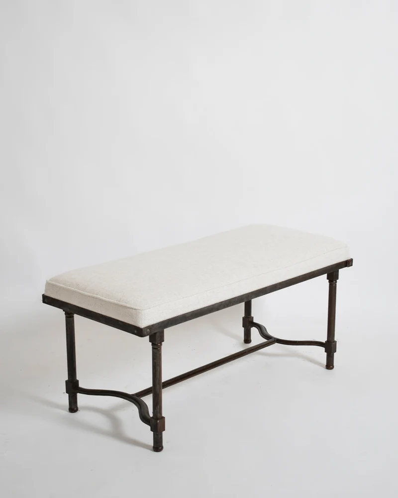 Rectangular wrought iron bench, 1960s