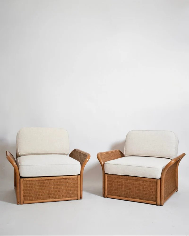 Pair of wicker armchairs, 1970s