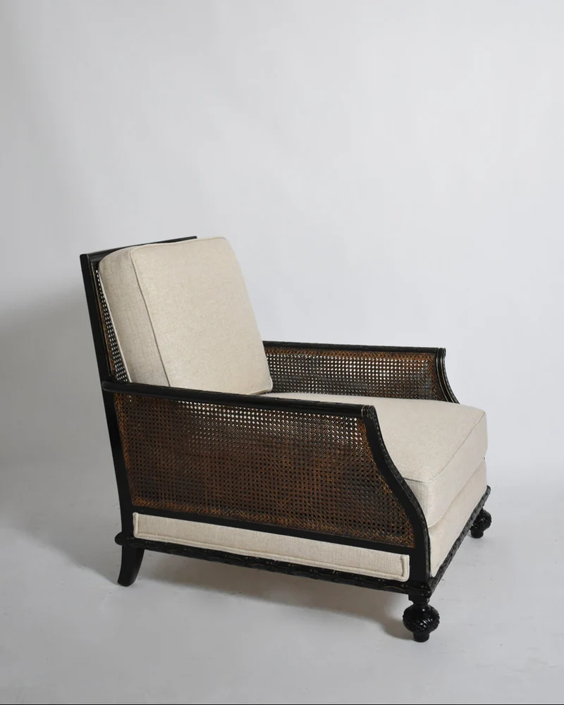 Canning and carved wood armchair, XIXth c.