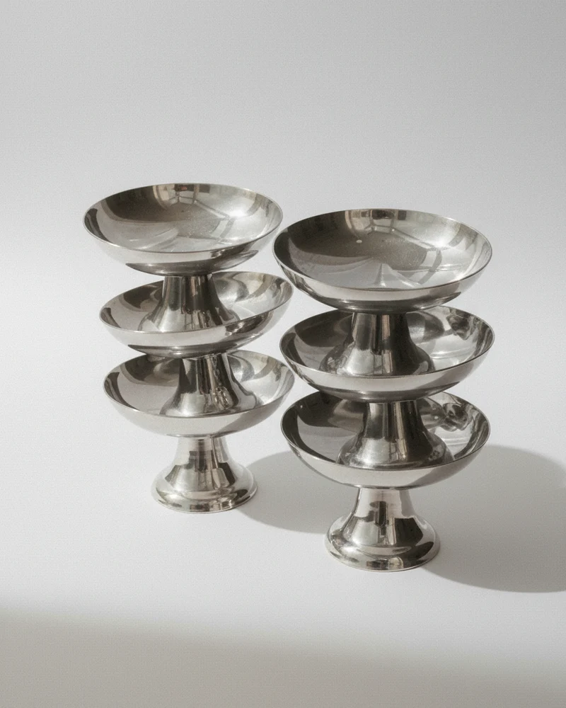 Stainless Steel Pedestal Coupes - Wide Bowl