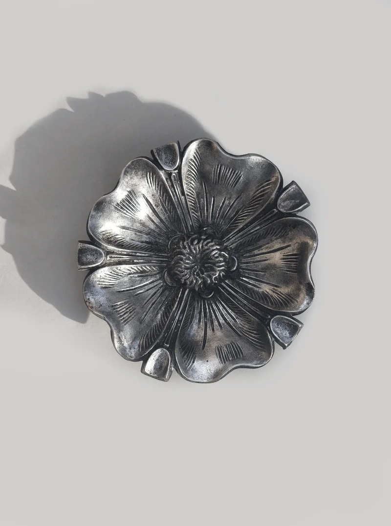 Pewter Floral Ashtray