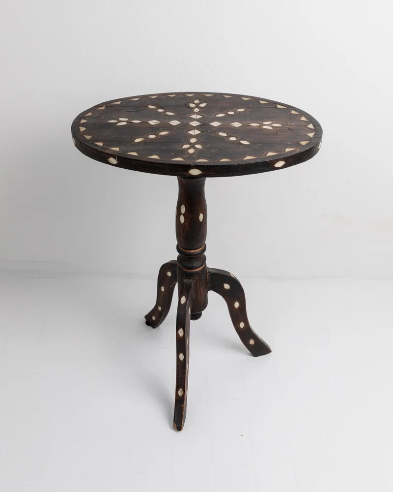 Early 19th Century Side Table, Dark Wood with Mother of Pearl Inlay