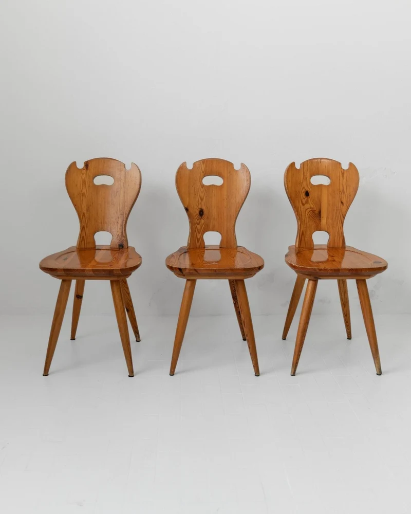 1960s Wooden Farmhouse Chairs Set of 3