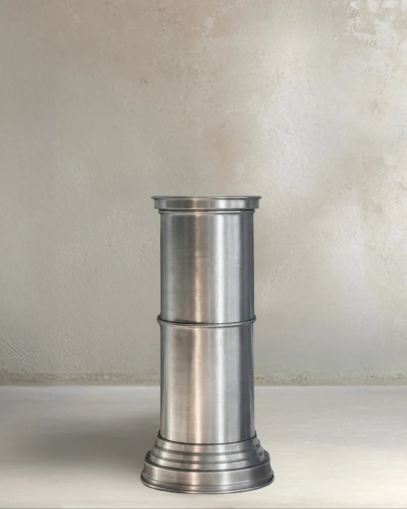 Contemporary End Tables in Metal - Brushed Contemporary Plinth Collection