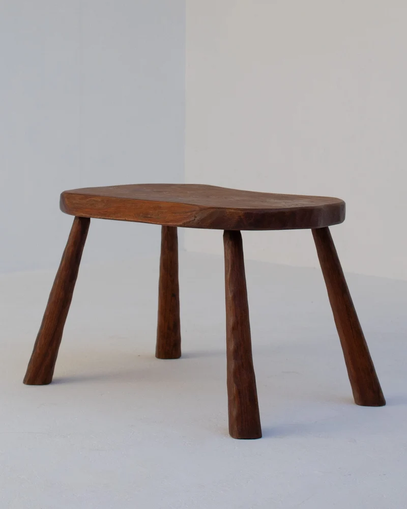 Brutalist Solid Wood Side Table in Oak