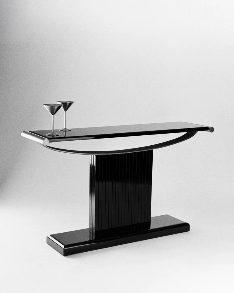 Console "The Portico" | Stainless Steel & Lacquered Wood
