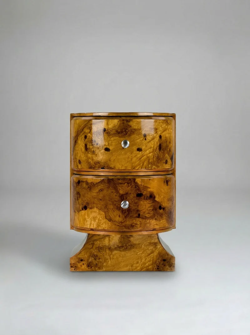 'Jumeaux' Olive Burl Bedside Table