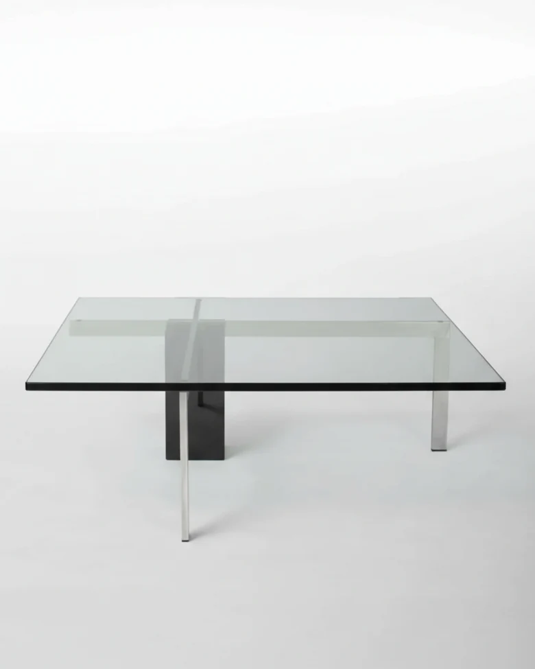 KW1 glass, metal and granite coffee table by Hank Kwint for Metaform 1980s