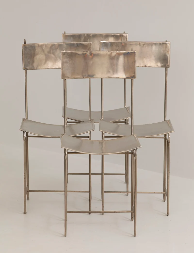 Set of 4 Metal Artist Dining Chairs from France Circa 1960-70
