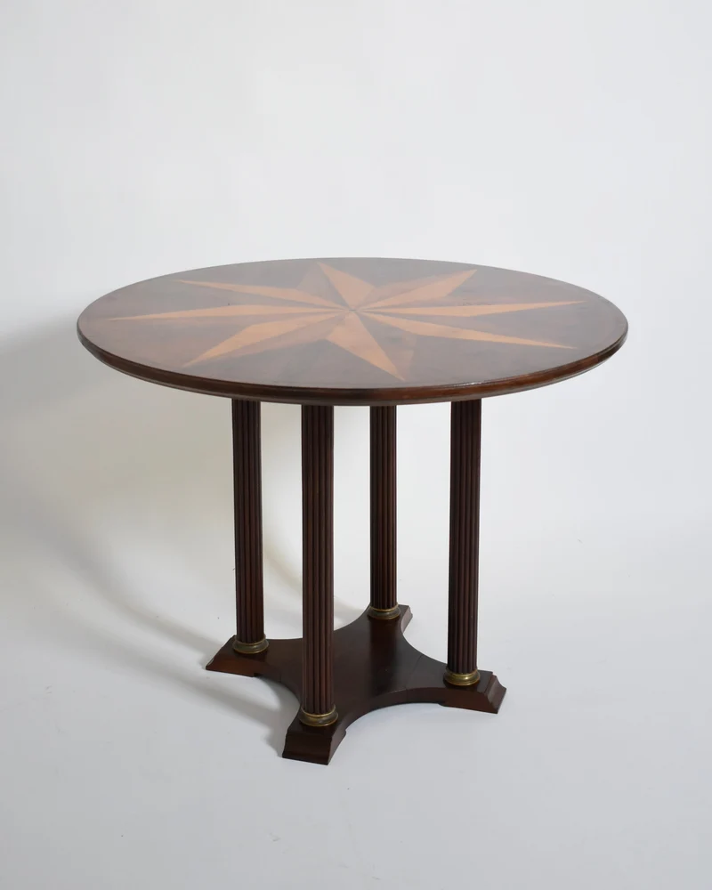 Neoclassical Star Marquetry Pedestal Table