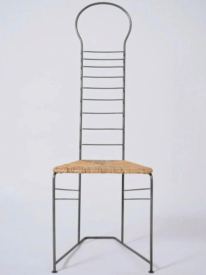 Pair of Iron And Straw Chairs, 1980s