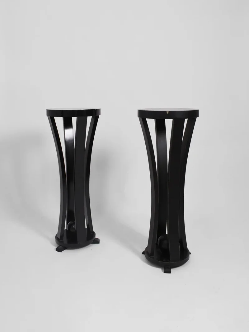 Pair of Black Wooden Pedestal, 1960s