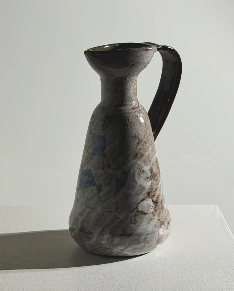 Ceramic pitcher by Jean Rivier, Vallauris, circa 1960.