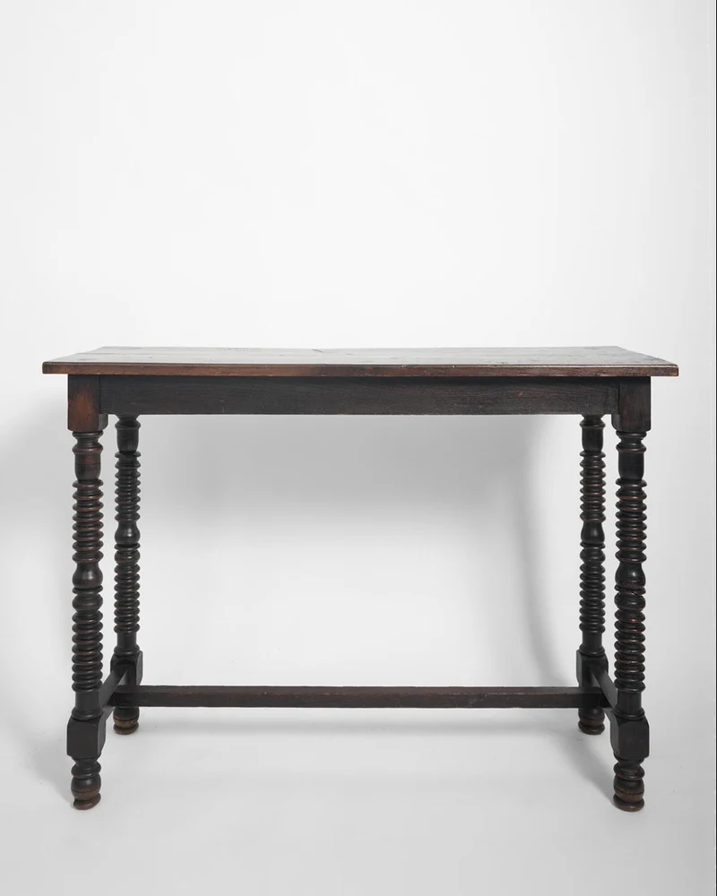 Spanish turned ebonised wood table console, 19th c.