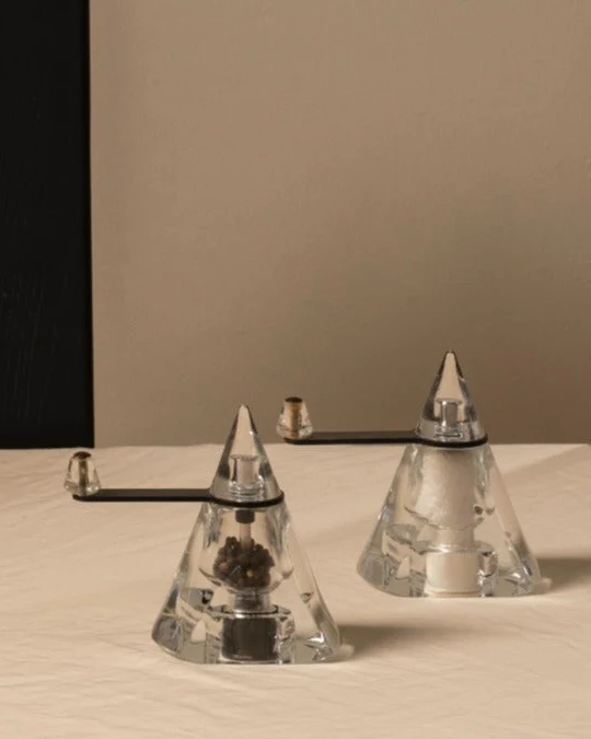 Vintage Modernist Pepper & Salt in Acrylic Glass