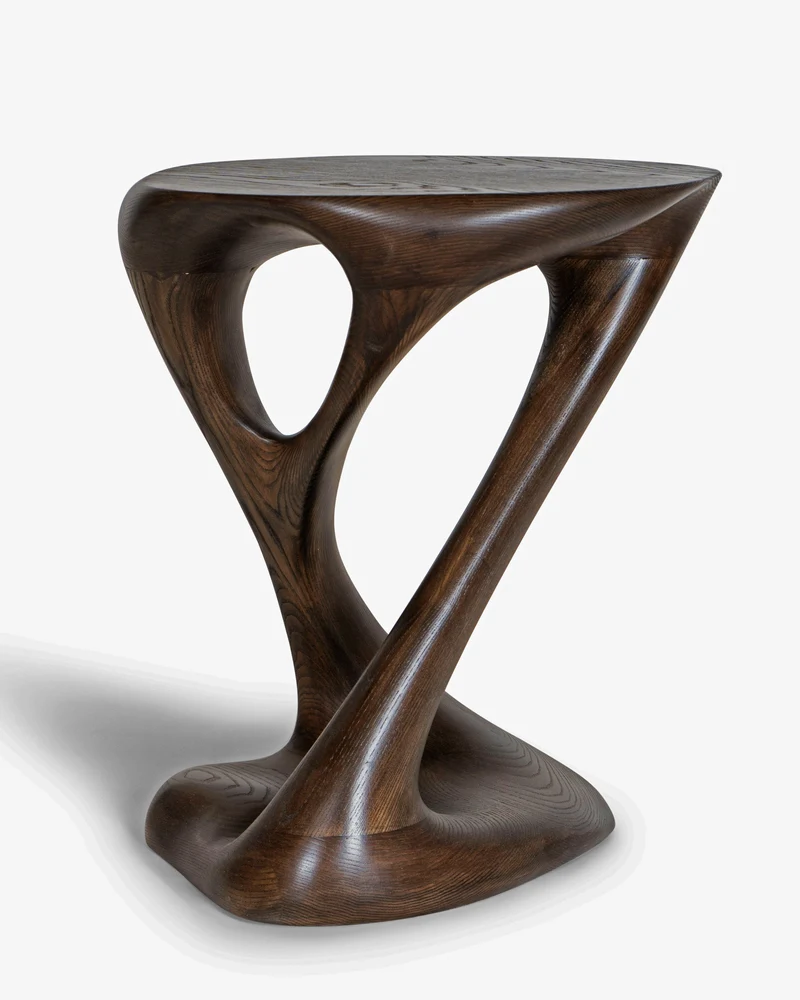 Sasha Side Table, Solid Ash w$ood Graphite Walnut Stain