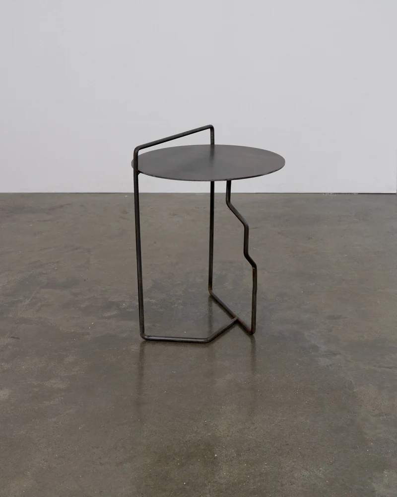 Sculptural Patinated Steel Side Table