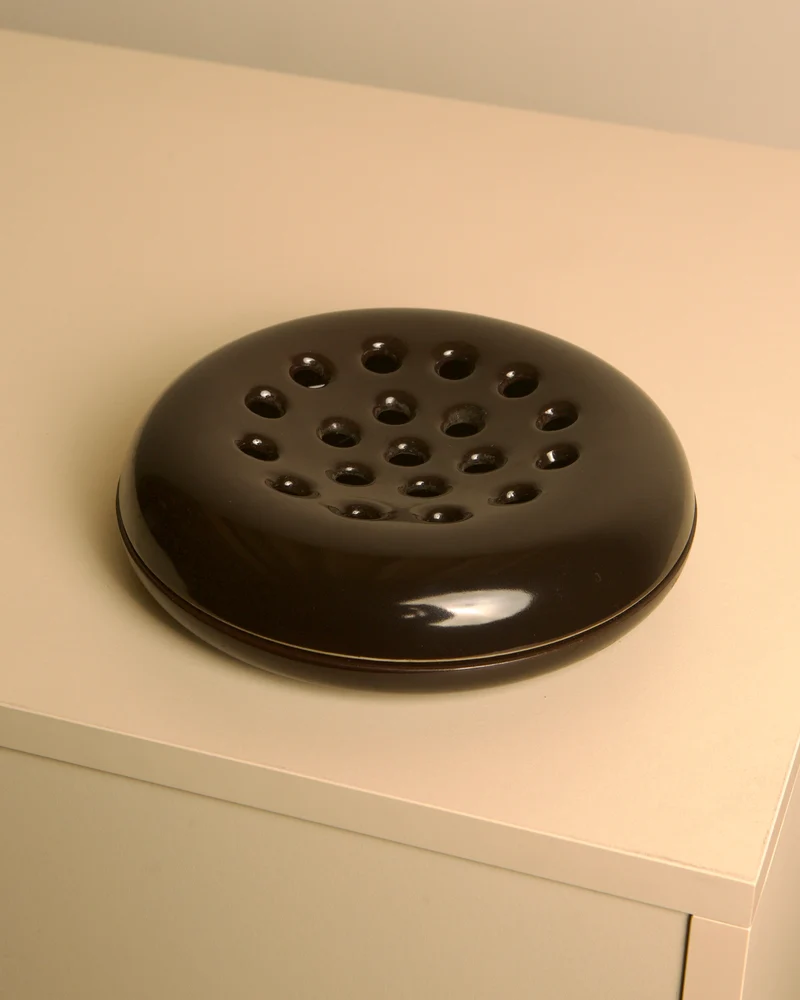 Italian Brown Ceramic Ashtray by Angelo Mangiarotti for Brambilla, 1960s