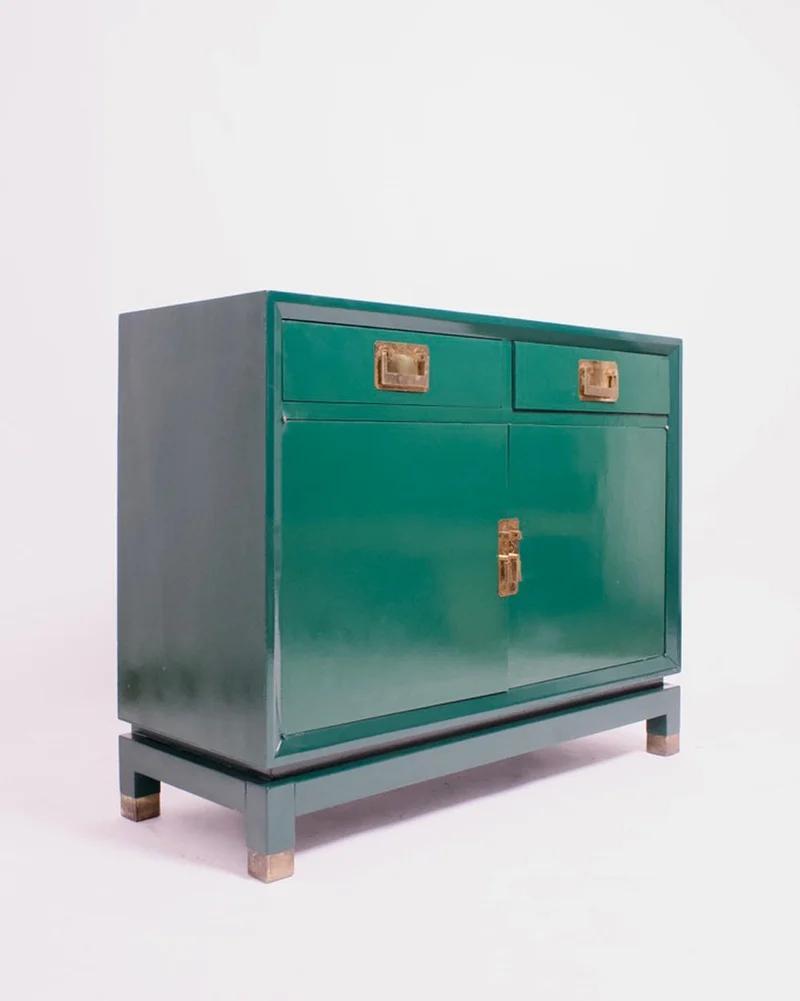Chinese Style Green Lacquered Chest of Drawers, 1970s
