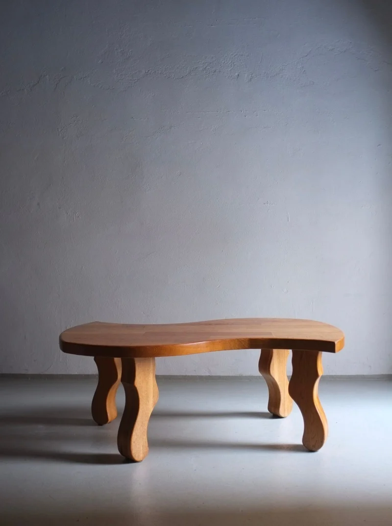 Brutalist Sculptural Oak Coffee Table 1970s