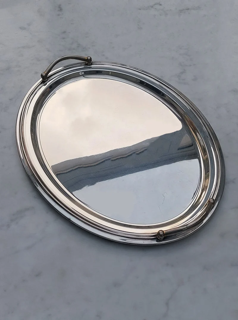 Large Silver-Plated Oval Tray
