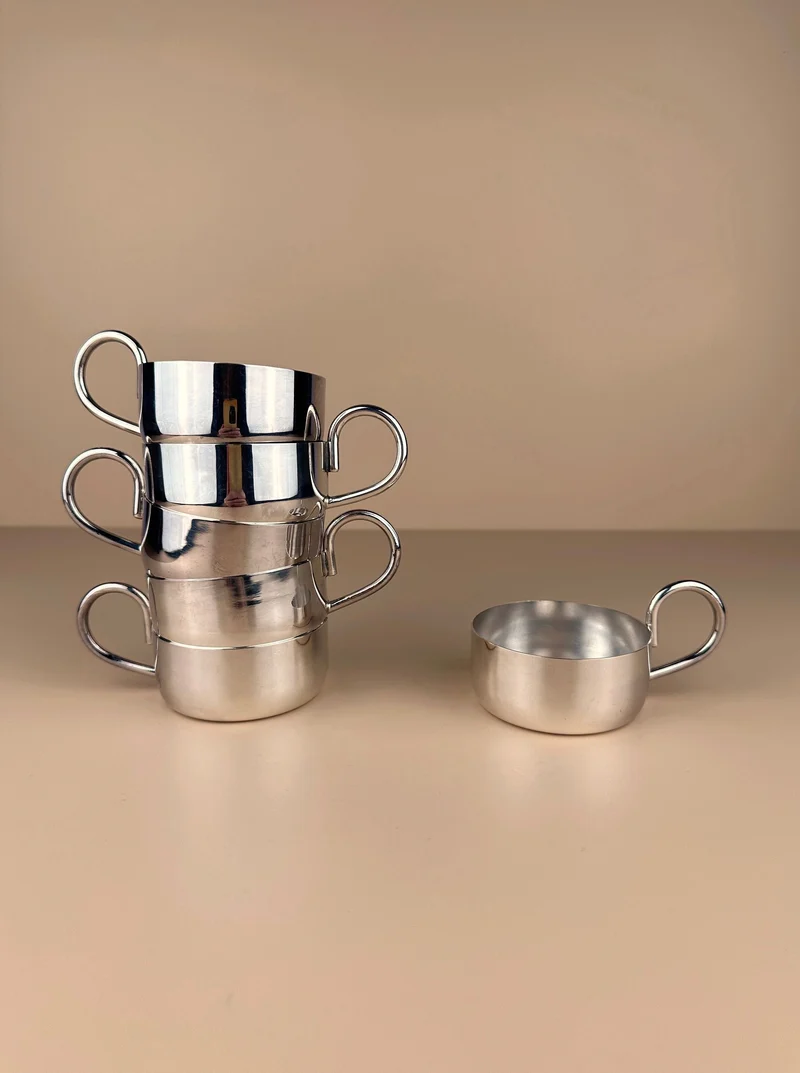 6 swiss made stainless steel espresso cups
