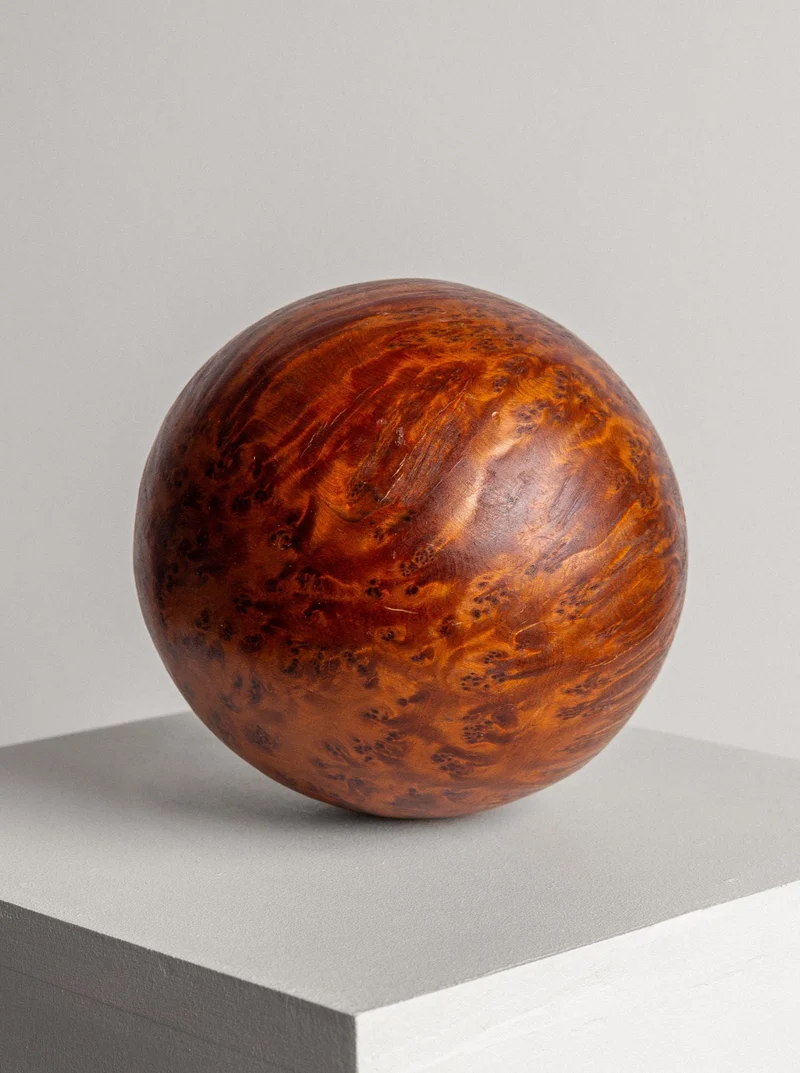 Vintage Burl Wood Spherical Ball Sculpture