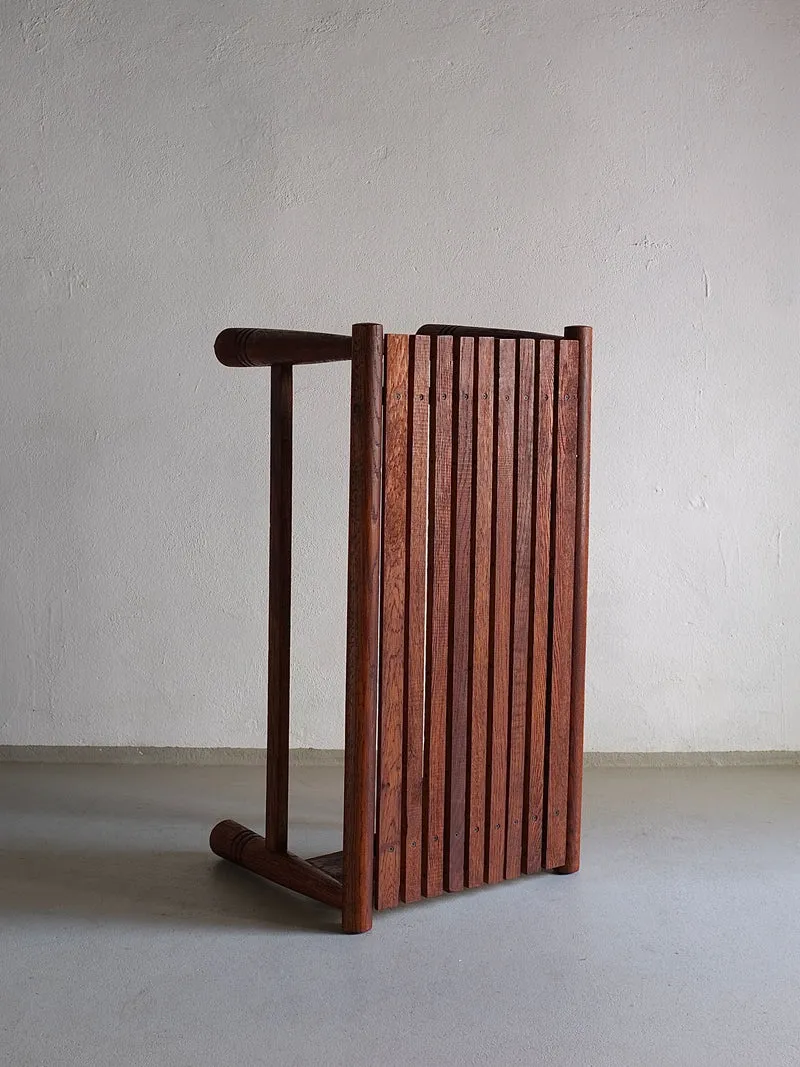 Carved Dark Oak Bench | France | 1960s
