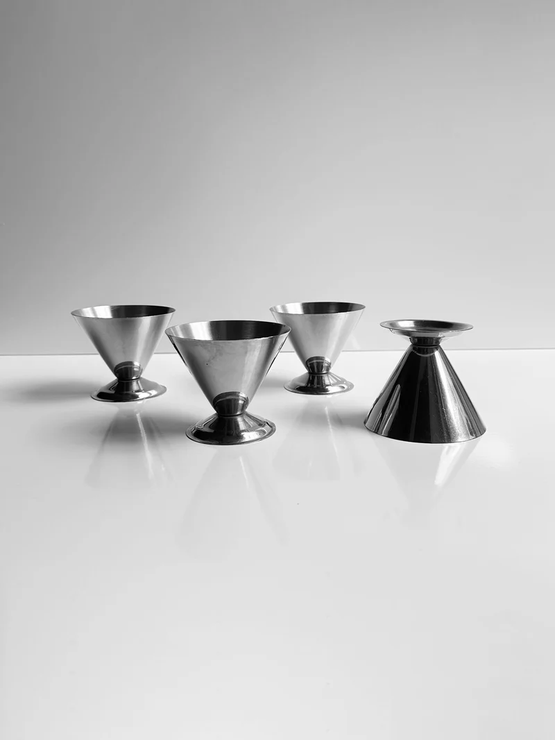Set of 4 Italian Stainless Steel Dessert Cups