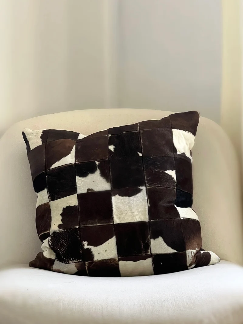 Cowhide Patchwork Cushion