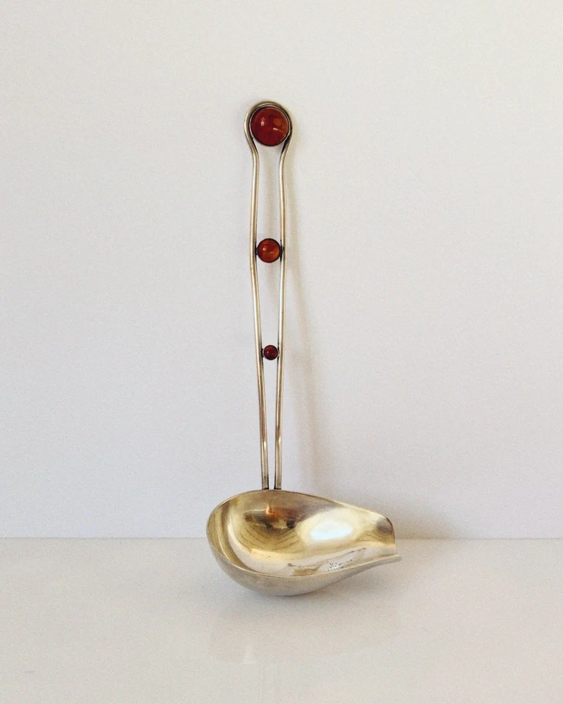 Silver Plated & Amber Insert Serving Ladle