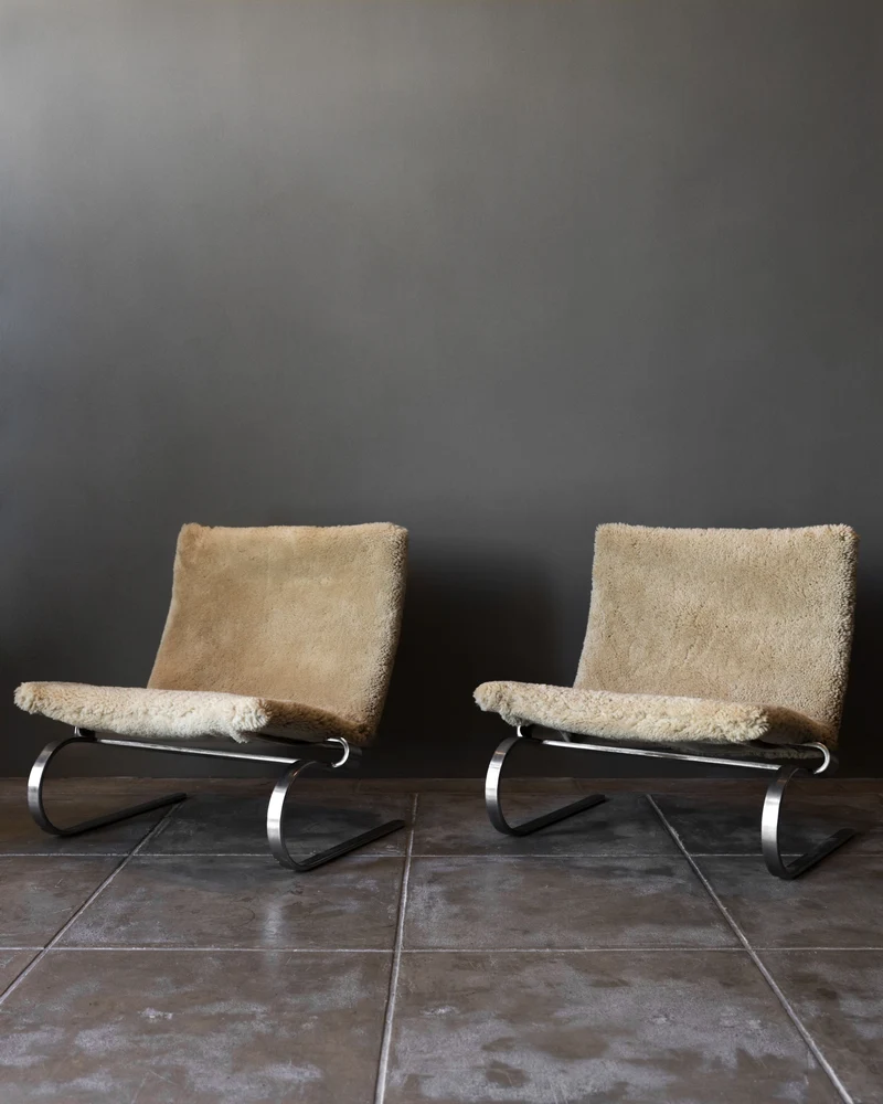 Pair of PK20 Chairs by Poul Kjaerholm in Shearling