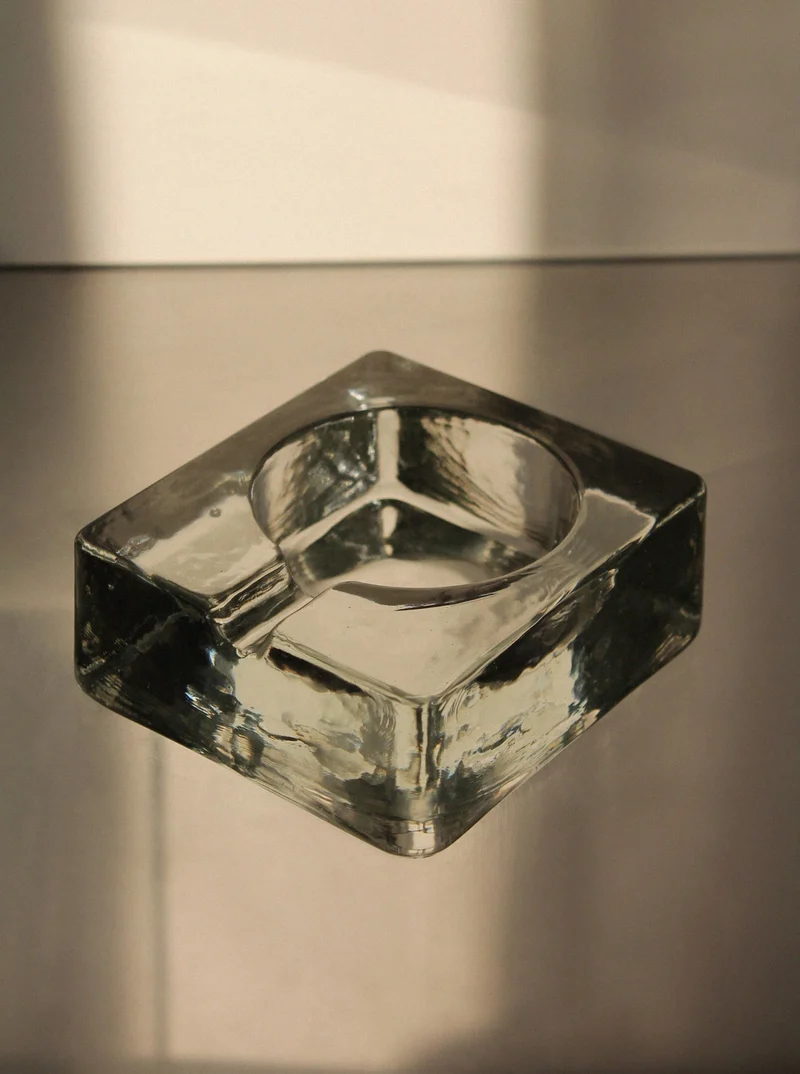Brutalist Massive Glass Ashtray Bowl