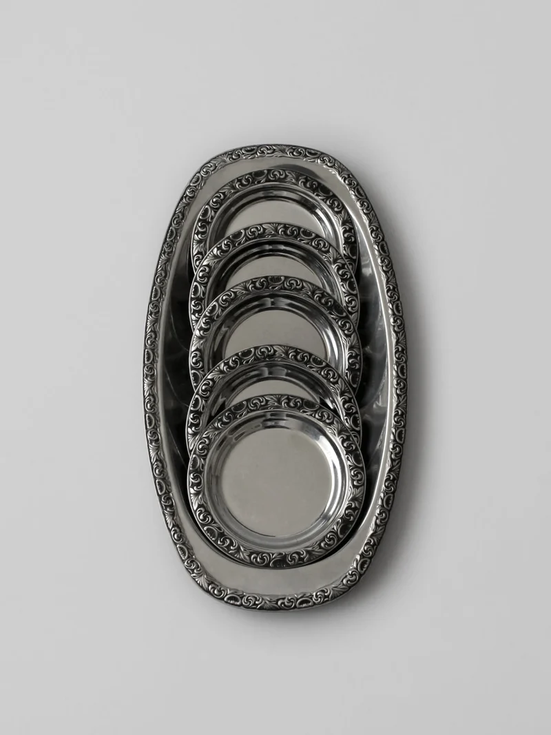 WMF "Baroque" Stainless Steel Tray And Coasters Set