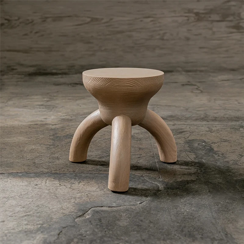ELEMENTOS Set of Stools, Sandblasted Pine with Black Finish by Daniel Couttolenc