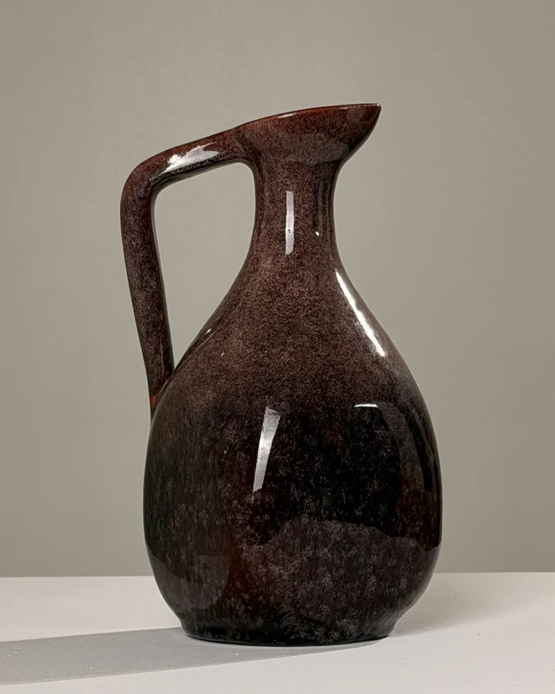 Ceramic pitcher by the Accolay potters, France, circa 1960.