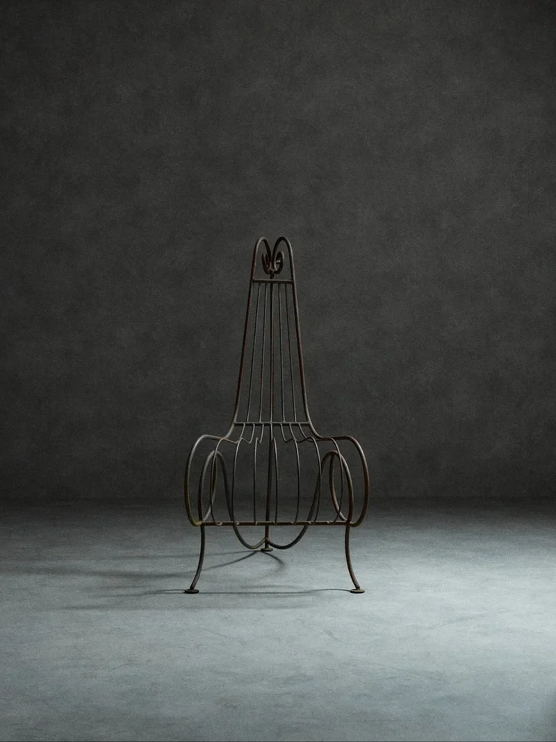 Spine Chair and Table in the Style of André Dubreuil